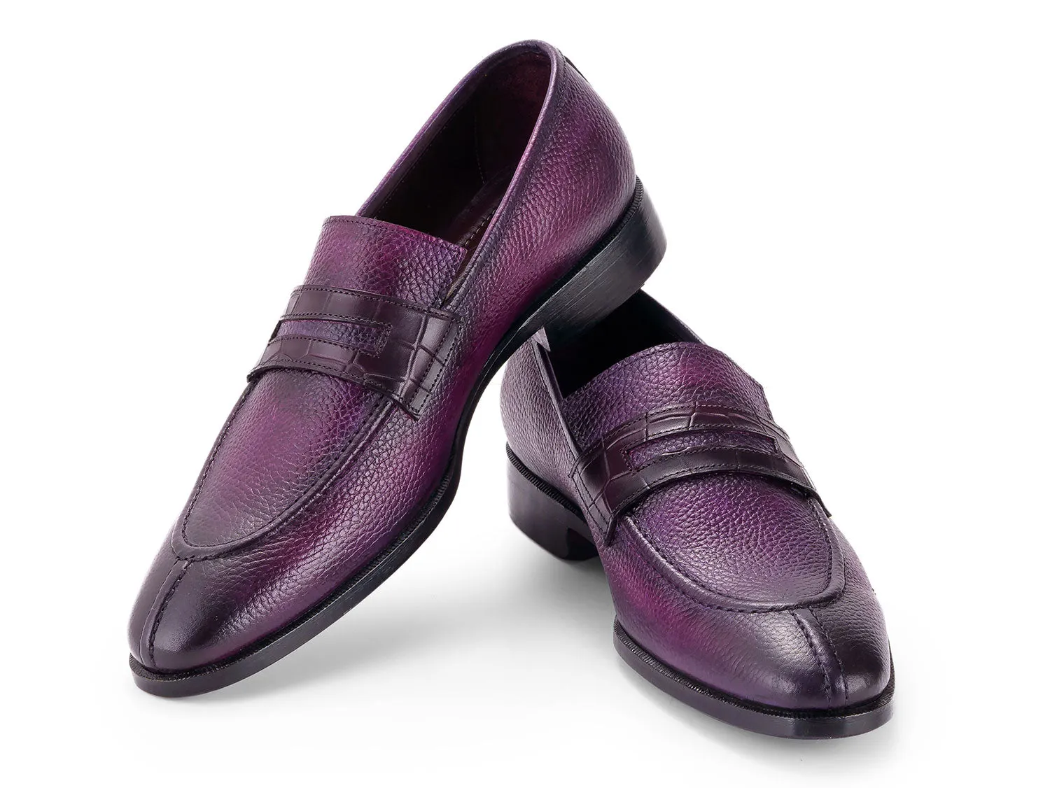 Paul Parkman Shoes Paul Parkman Men's Split Toe Loafer Shoes in Purple