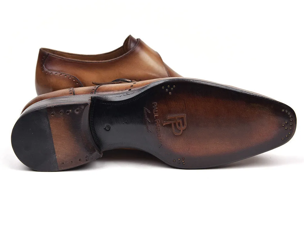 Paul Parkman Shoes Paul Parkman Men's Wingtip Single Monkstraps in Brown & Camel