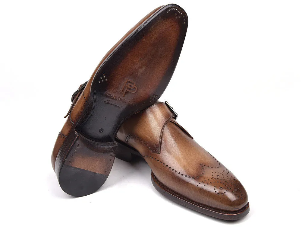 Paul Parkman Shoes Paul Parkman Men's Wingtip Single Monkstraps in Brown & Camel