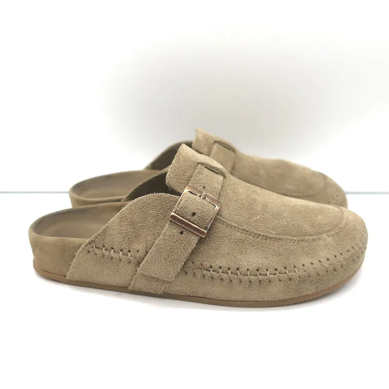 RE/DONE 70s Moc Slides Taupe Suede Size 7 Flat Mules