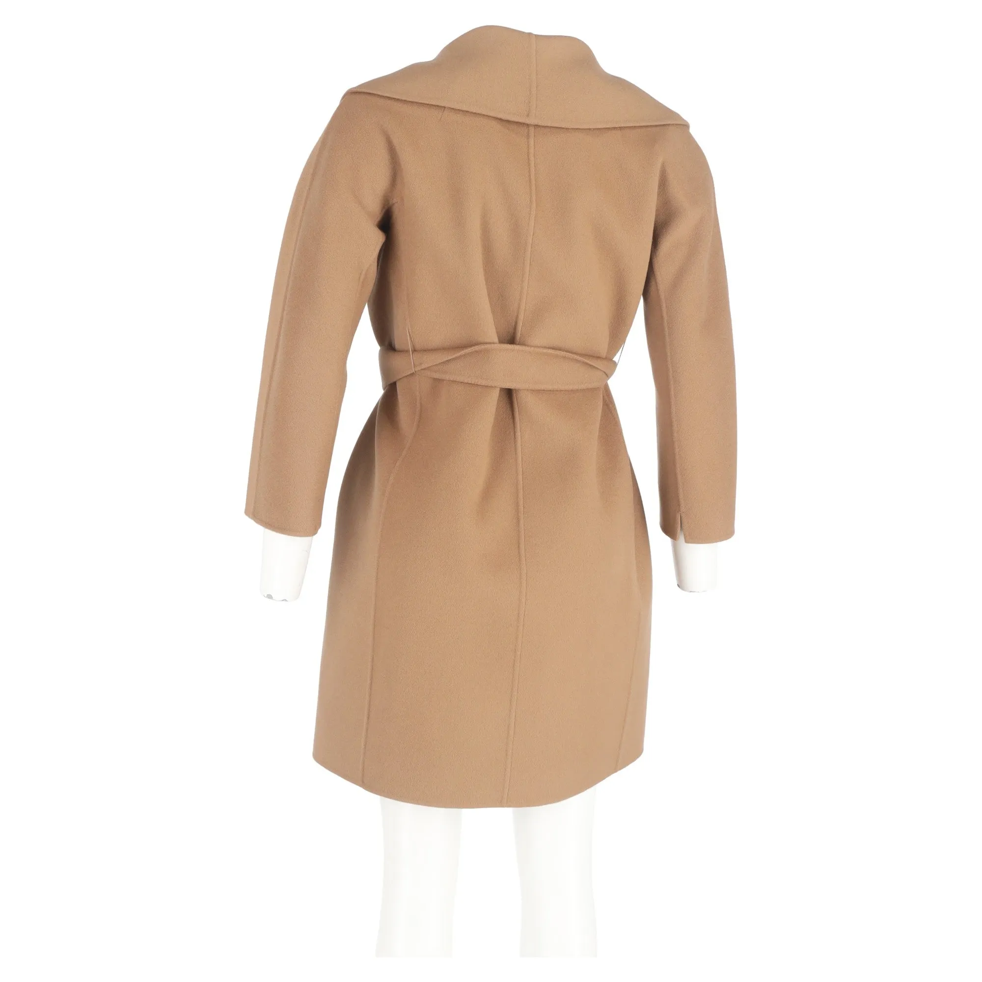 S Max Mara Belted Shawl Coat in Brown Cashmere