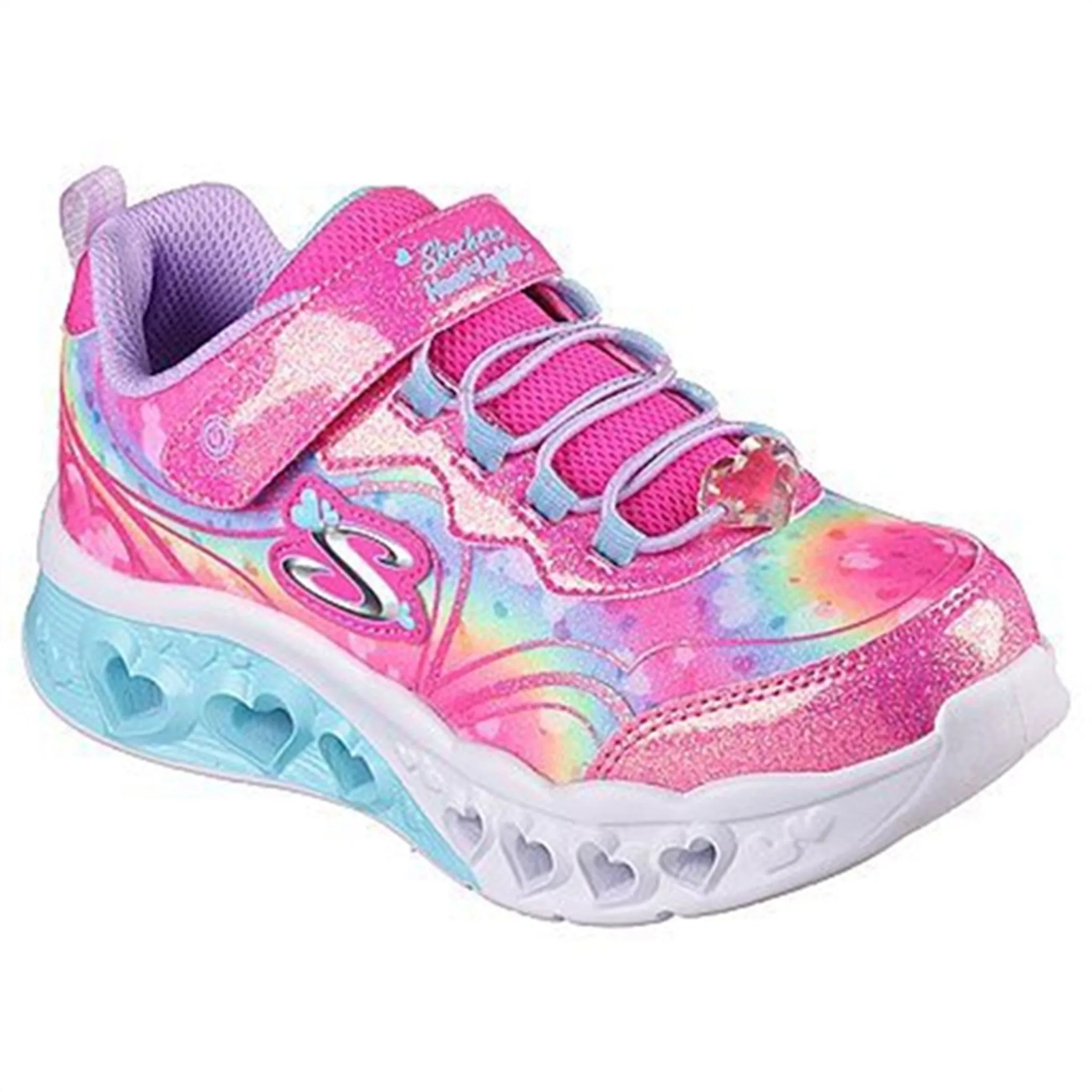 Skechers Flutter Heart Light Sneakers With Multi Glitter Hot Pink Lavender Babykids_Skechers