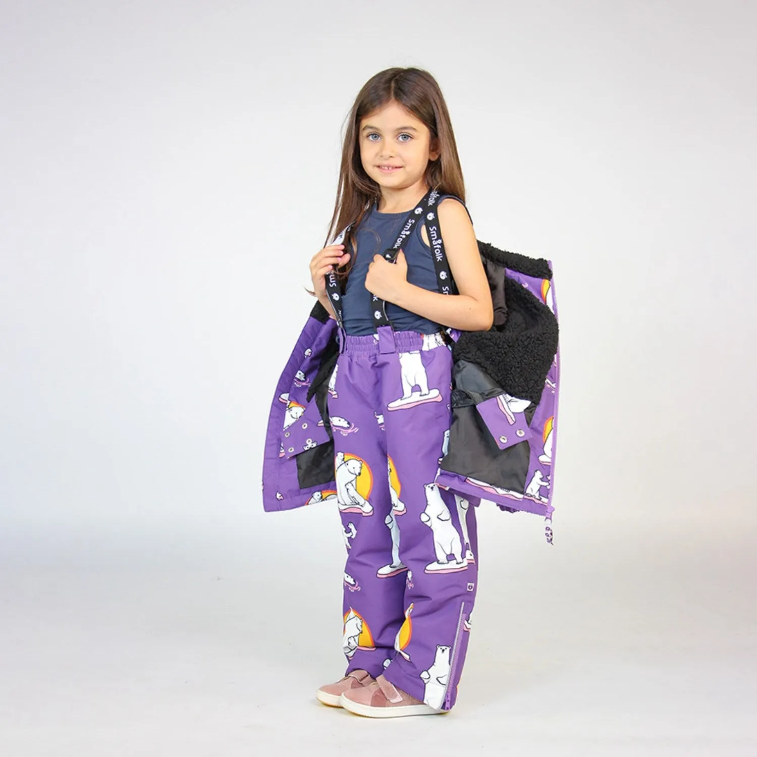 Småfolk Purple Heart Winter Coat With Polar Bears Babykids_Smaafolk