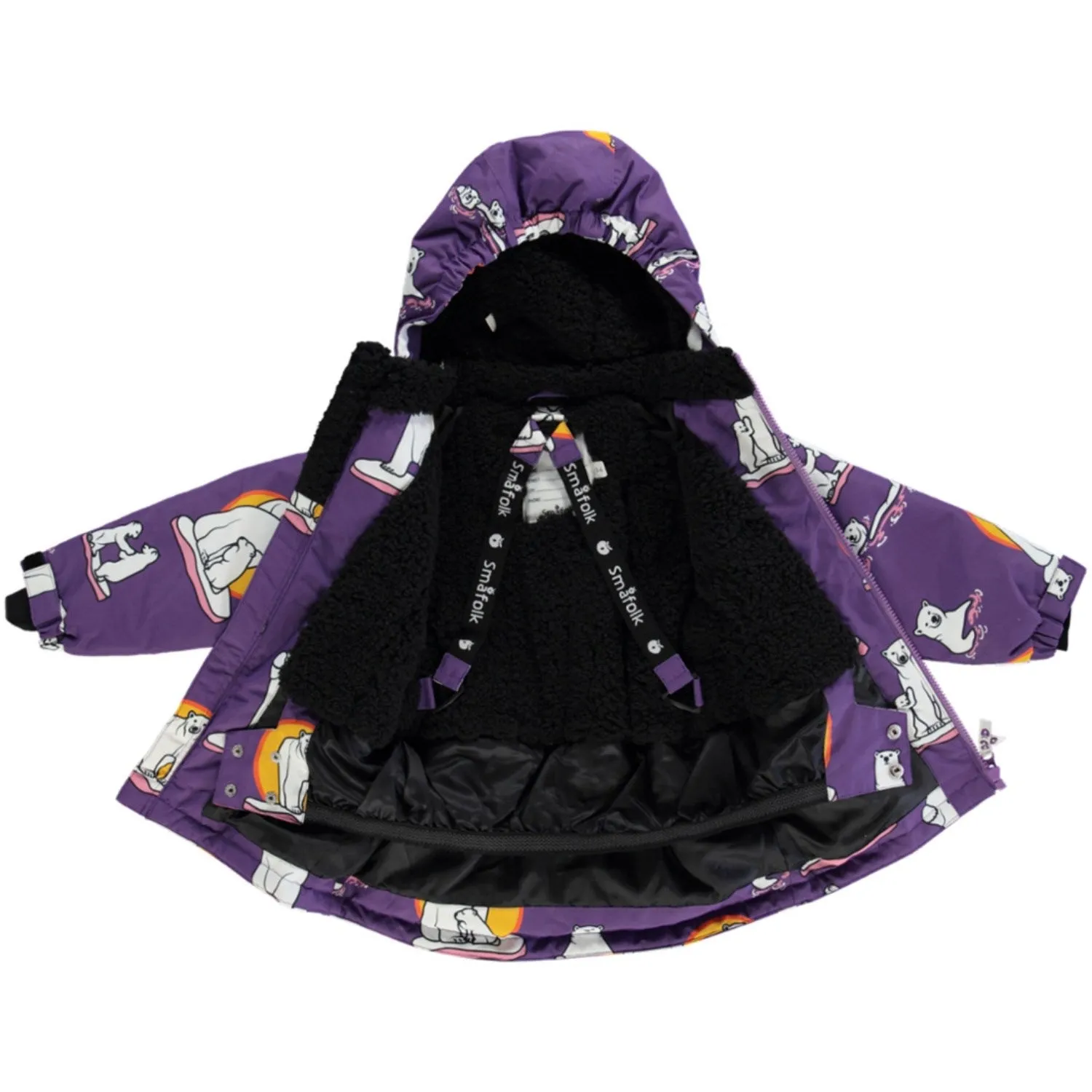 Småfolk Purple Heart Winter Coat With Polar Bears Babykids_Smaafolk