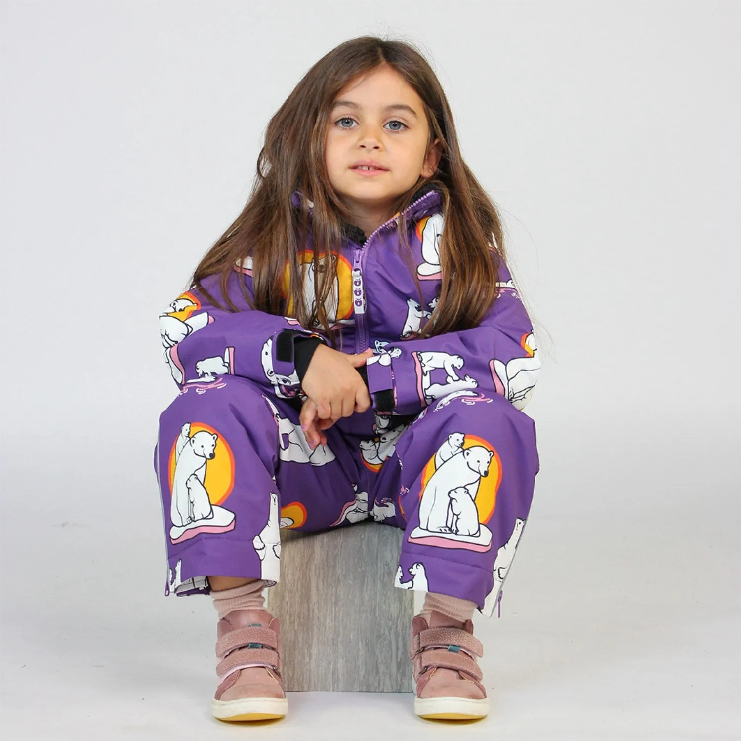 Småfolk Purple Heart Winter Coat With Polar Bears Babykids_Smaafolk