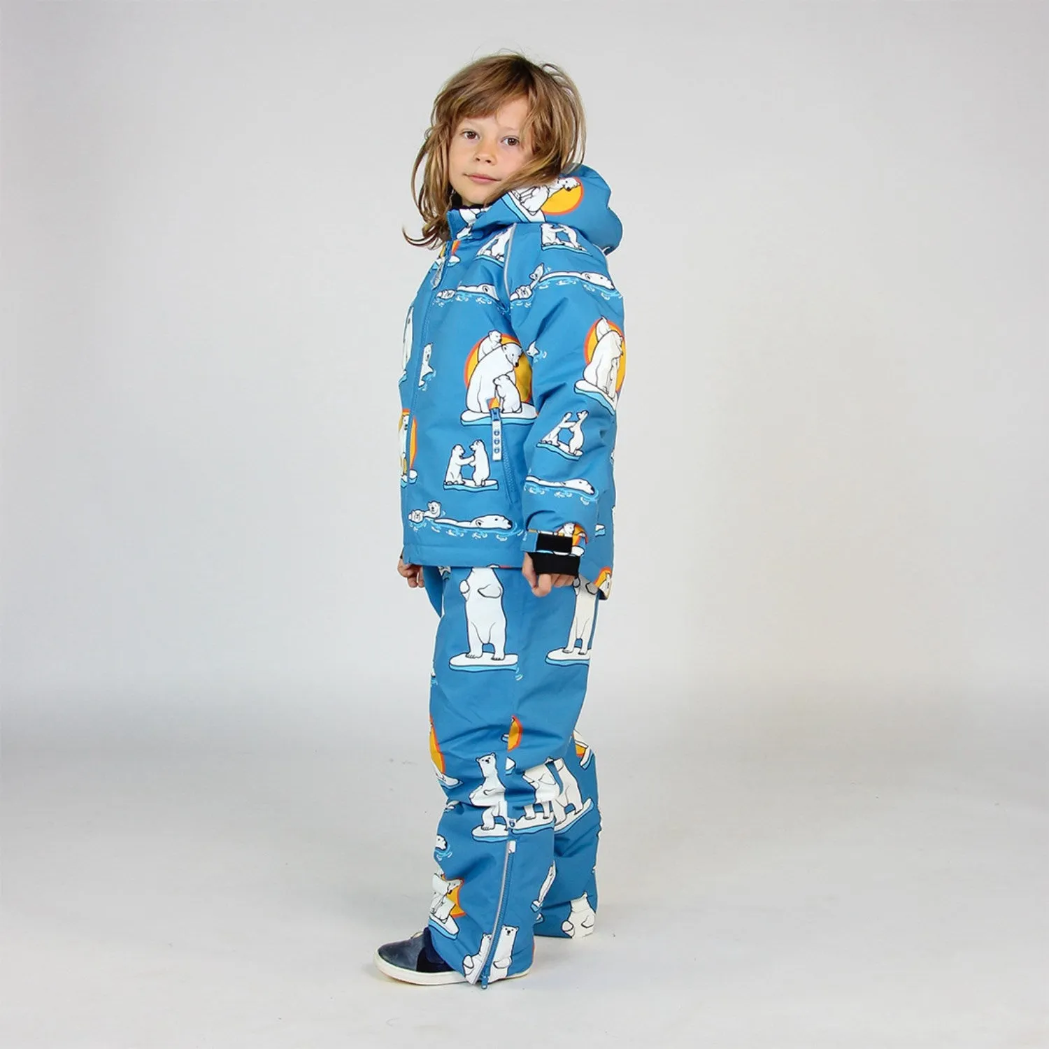 Småfolk Solid Blue Snow Pants With Polaer Bears Babykids_Smaafolk