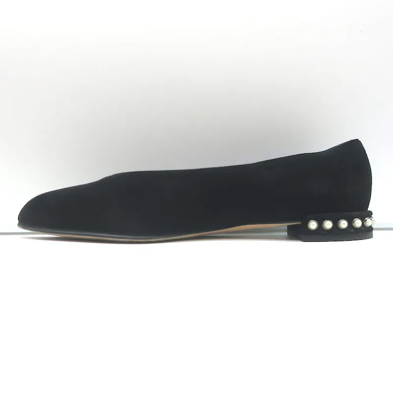 Stuart Weitzman Chicpearl Ballet Flats Black Suede Size 8