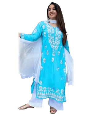 Three piece palazzo suit Indian wear|Beautiful embroidery work on yoke