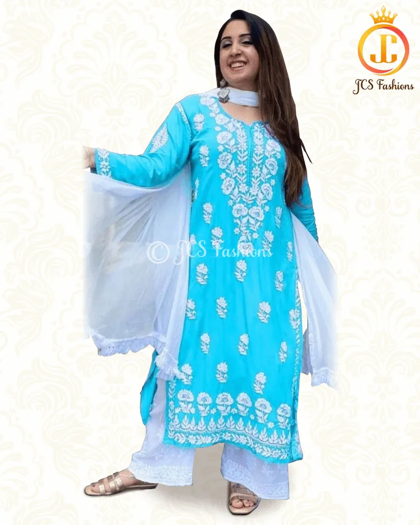 Three piece palazzo suit Indian wear|Beautiful embroidery work on yoke