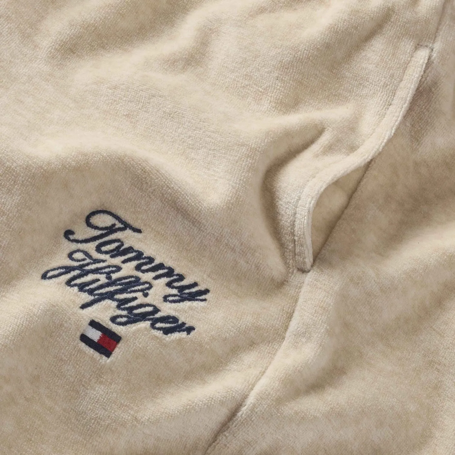 Tommy Hilfiger Heathered Oat Script Velour Pants Babykids_Tommy-Hilfiger