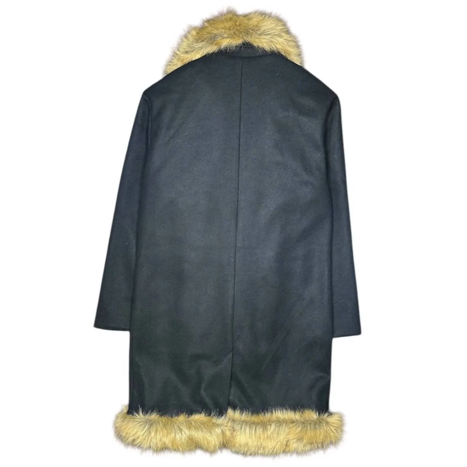 Unisex Long Fur Coat In Black
