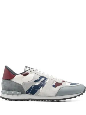 Valentino Garavani Rockrunner Camouflage fabric and nappa leather sneaker.