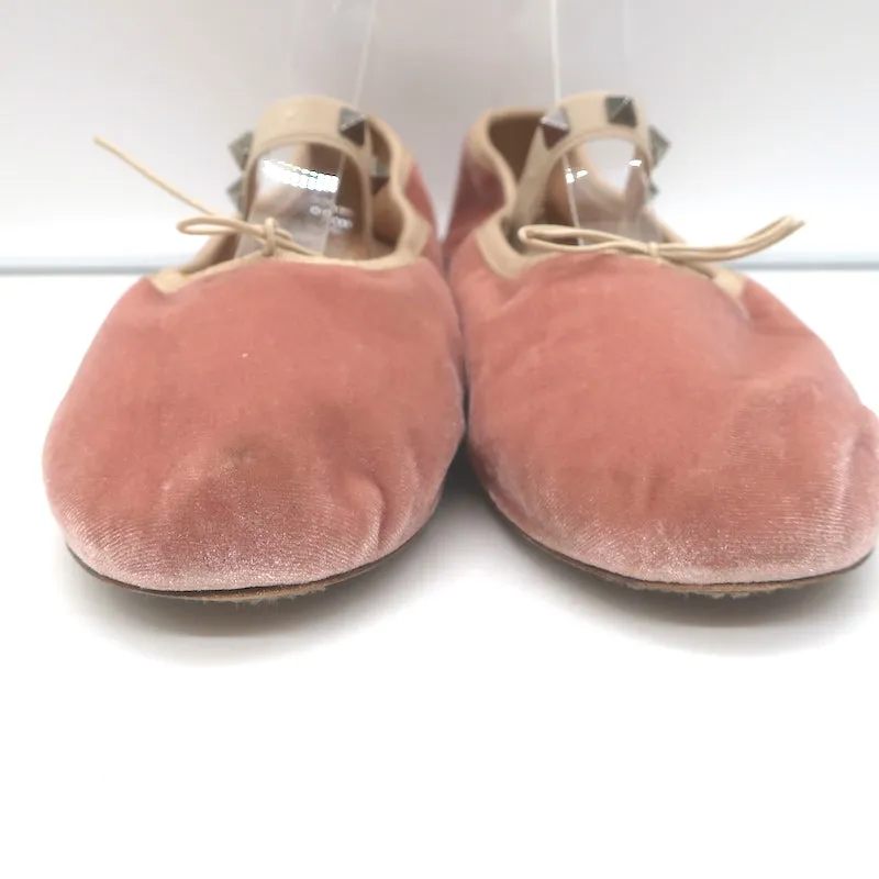 Valentino Rockstud Ballet Flats Blush Velvet Size 38.5