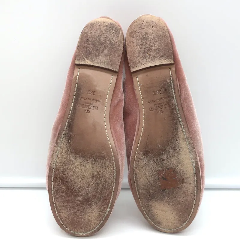 Valentino Rockstud Ballet Flats Blush Velvet Size 38.5