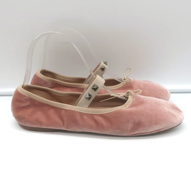 Valentino Rockstud Ballet Flats Blush Velvet Size 38.5