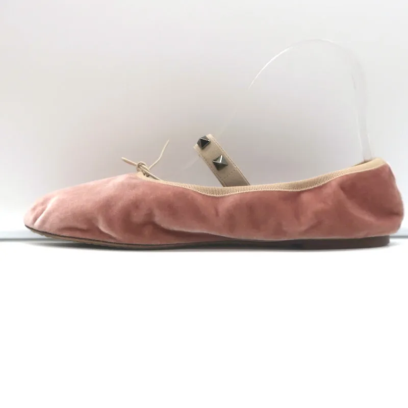 Valentino Rockstud Ballet Flats Blush Velvet Size 38.5
