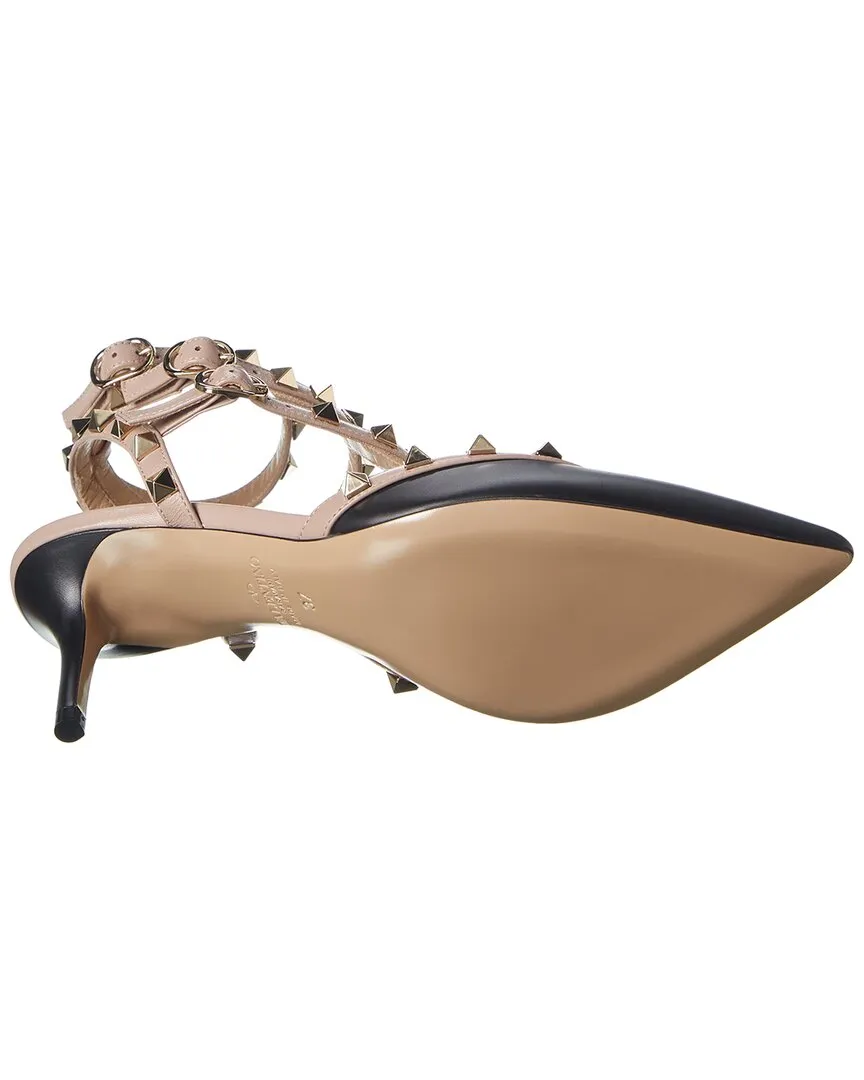 Valentino Rockstud Caged 65 Leather Ankle Strap Pump