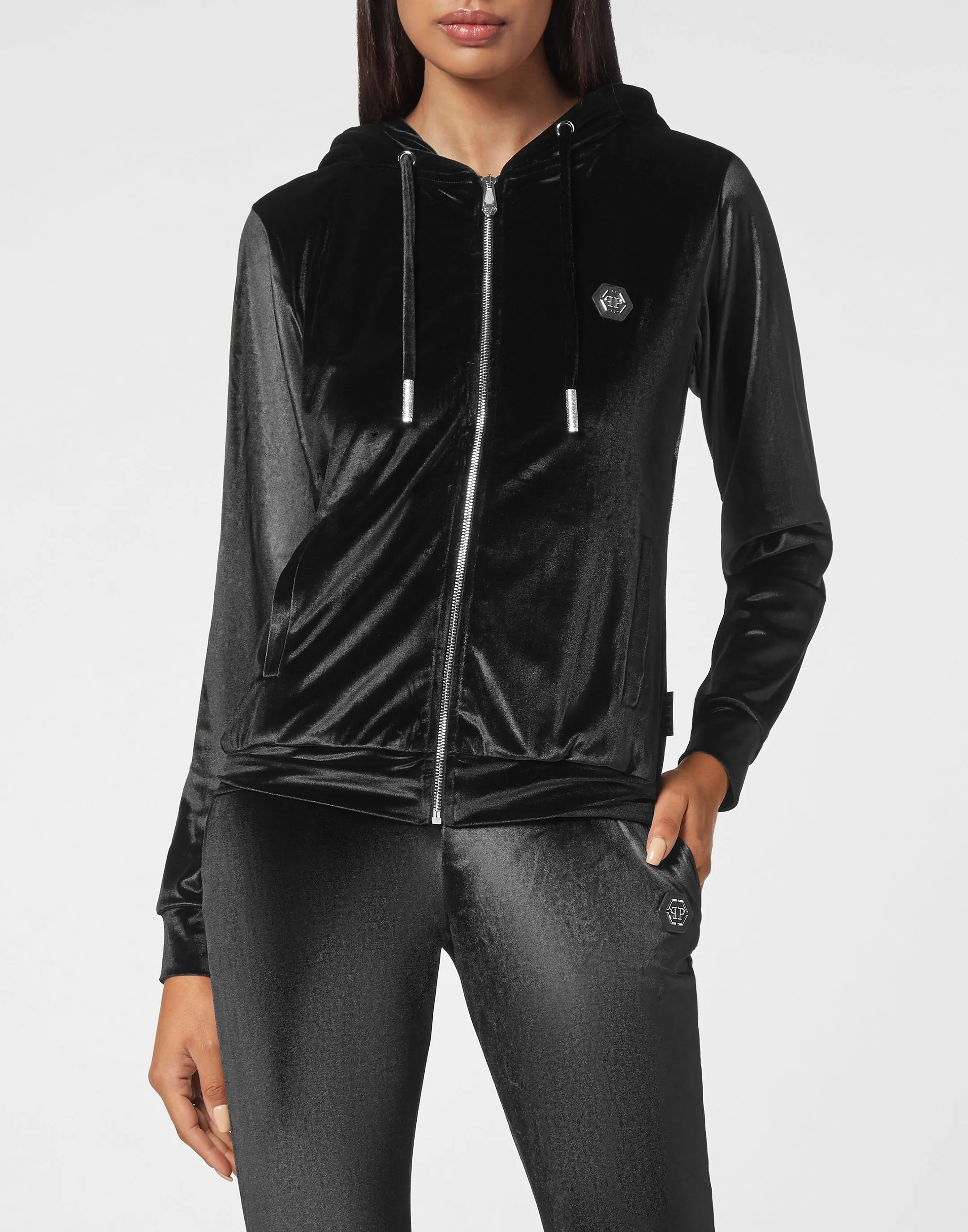 Velvet Jogging tracksuit:Top/Trousers Skull strass