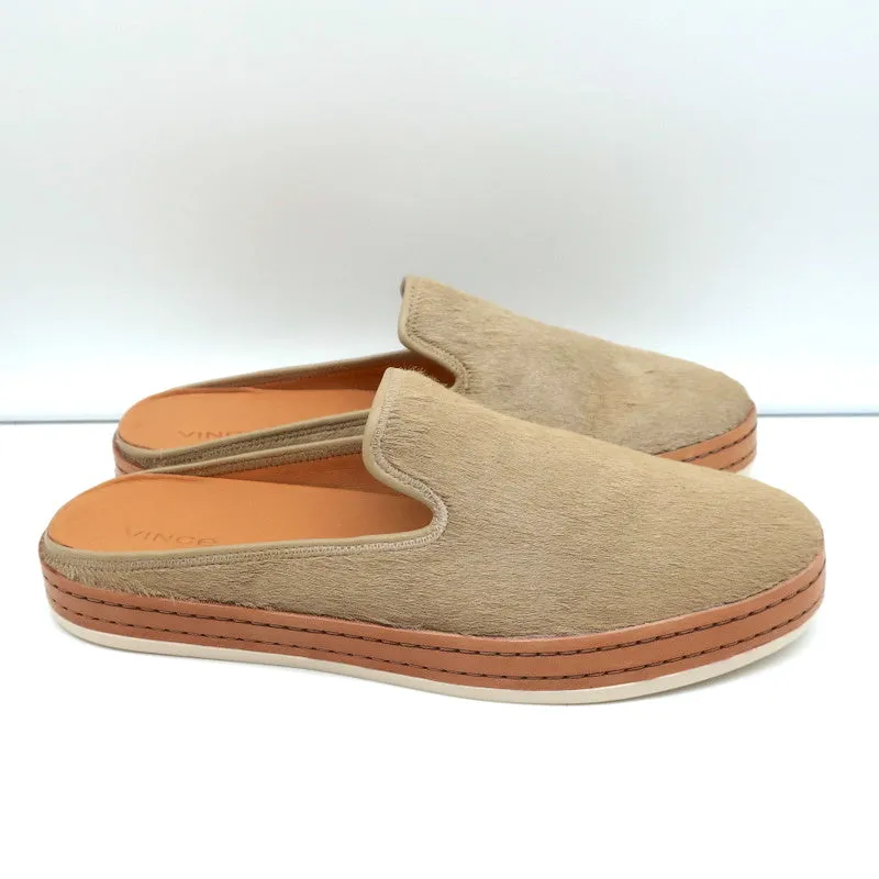 Vince Mules Canella Beige Calf Hair Size 9 Slip-On Flats NEW