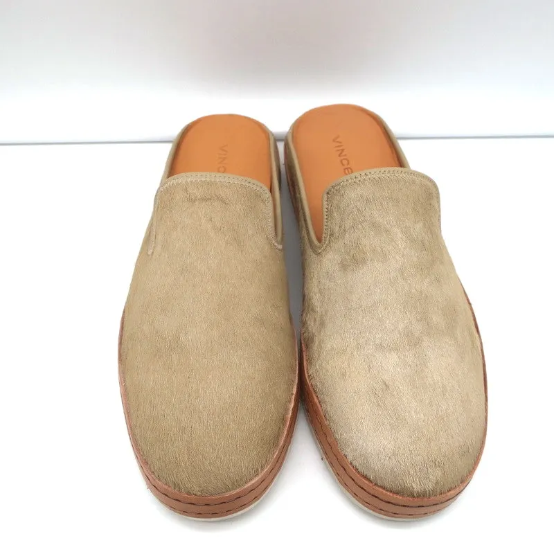 Vince Mules Canella Beige Calf Hair Size 9 Slip-On Flats NEW