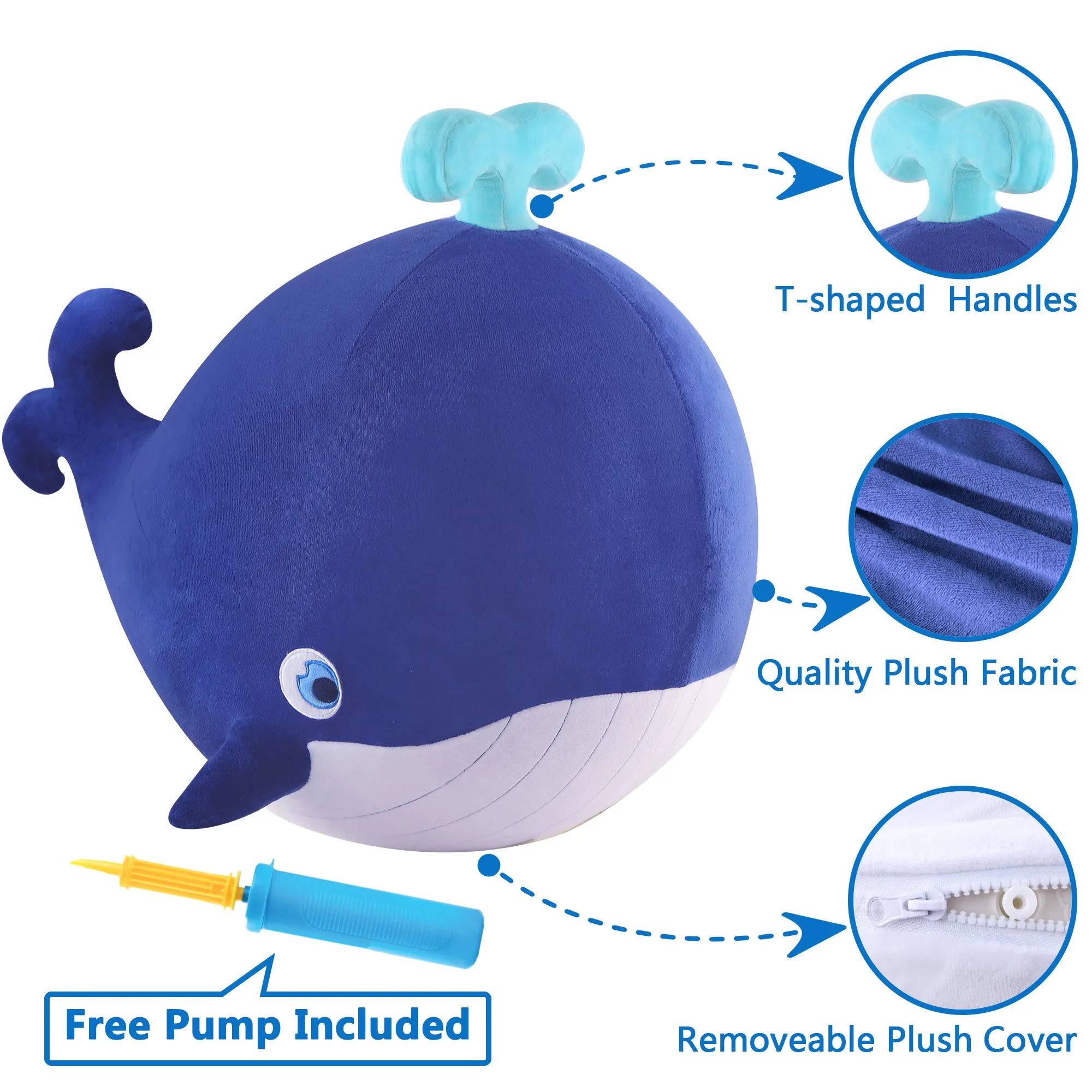 Whale Hopper Ball Inflatable Plush Bouncing Animal Toys