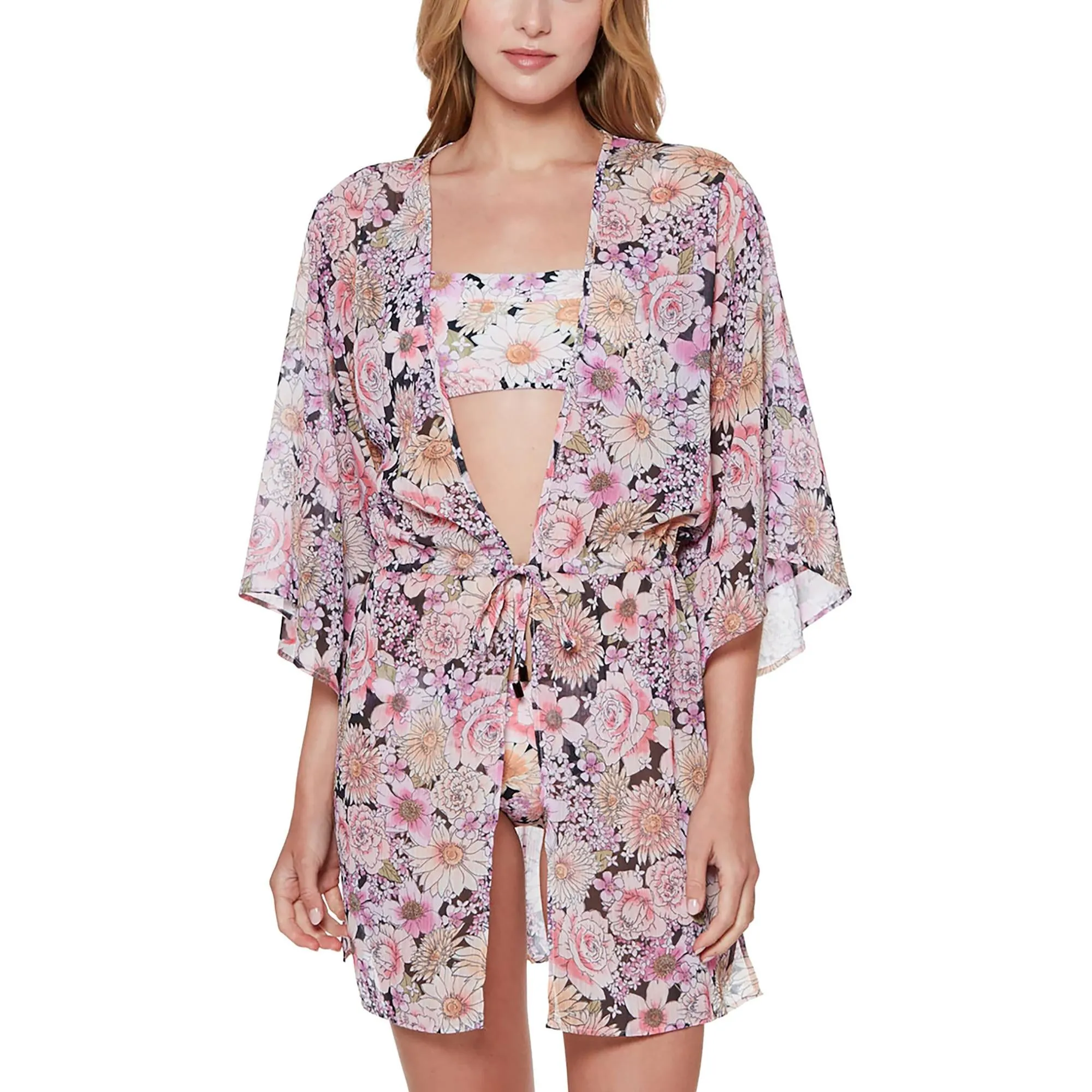 Womens Floral Print Caftan Cover-Up