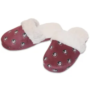 ZooZatz Women's Seminole Logo Fuzzy Slippers - Garnet ZooZatz Clothing Women